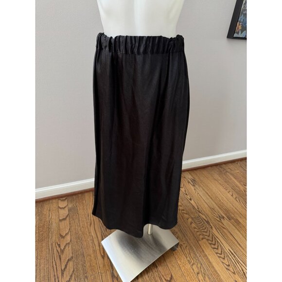 THEORY Easy Pull On Midi Skirt in Double Sateen Black Size Small - Picture 3 of 10